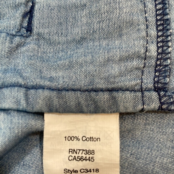 J. Crew Chambray Dress Size XL Sleeveless Henley Style With Drawstring Waist - Picture 10 of 11